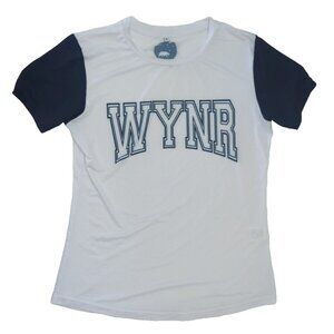 Wyn Republic Women's Active Fly Tee Shirt Medium - White & Navy‎ Blue